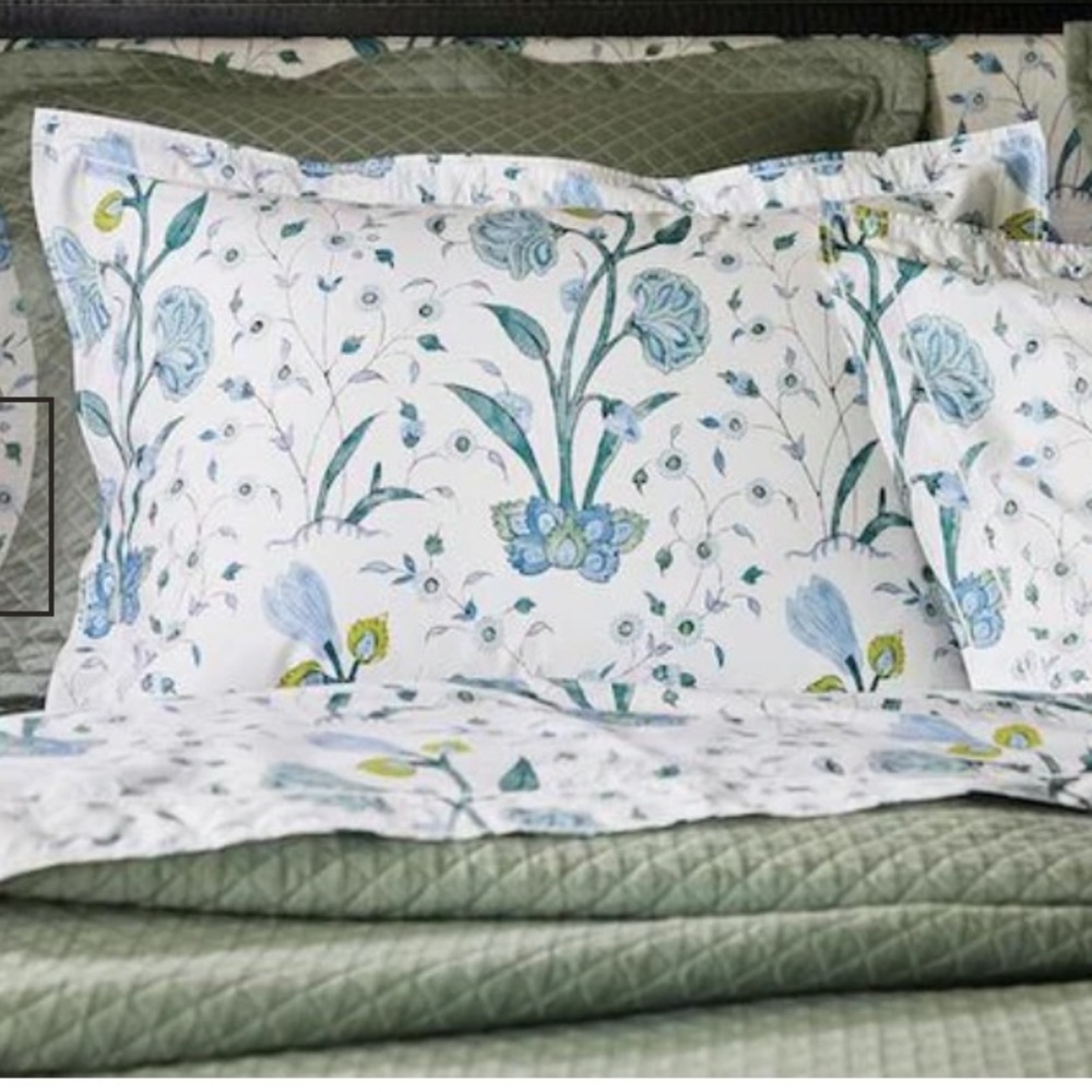 Matouk Schumacher Khilana Floral Pillow Sham Set 100% Egyptian Cotton Floral
